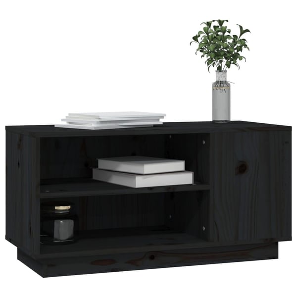 vidaXL TV-benk svart 80x35x40,5 cm heltre furu