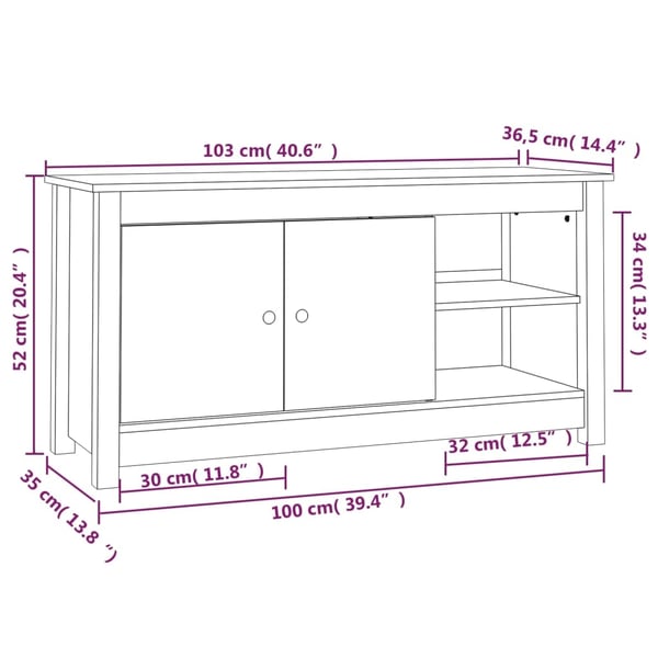 vidaXL TV-benk honningbrun 103x36,5x52 cm heltre furu