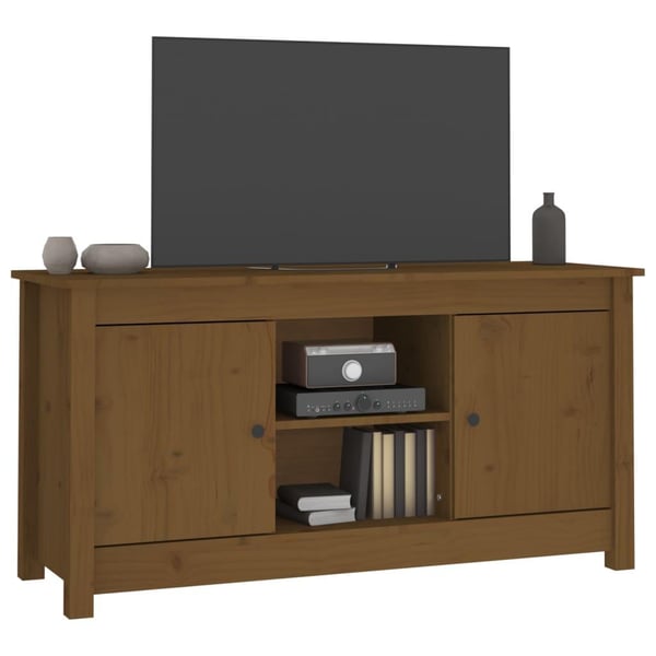 vidaXL tv-bord 103x36,5x52 cm massivt fyrretræ gyldenbrun