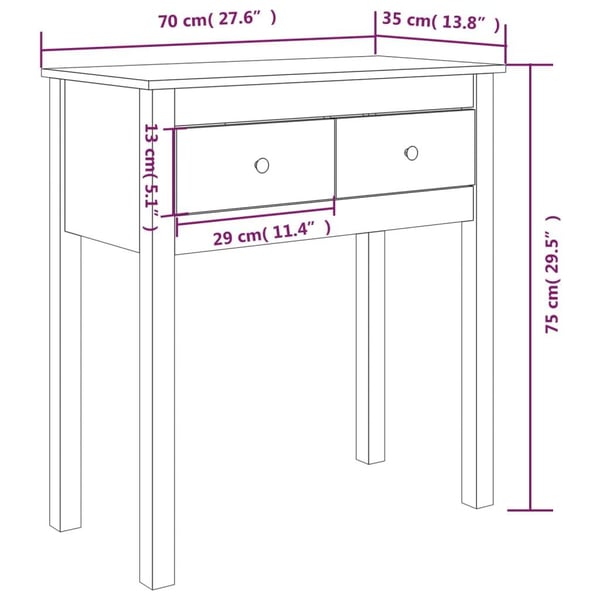 vidaXL konsolbord 70x35x75 cm massivt fyrretræ gyldenbrun