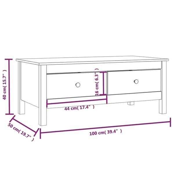 vidaXL sofabord 100x50x40 cm massivt fyrretræ