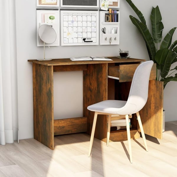 vidaXL Skrivebord røkt eik 100x50x76 cm konstruert tre