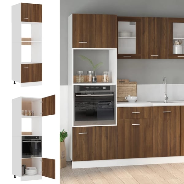 vidaXL mikrobølgeovnsskab "Lyon" brun eg 60x57x207 cm konstrueret træ