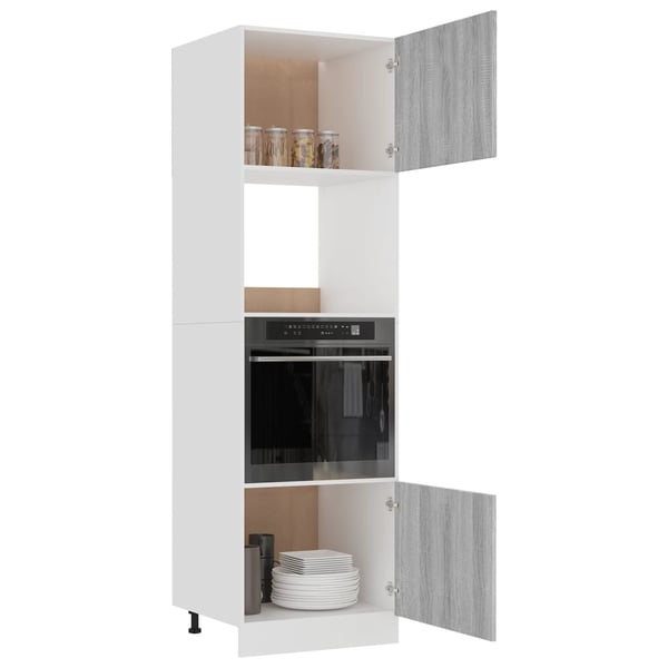 vidaXL Mikroaaltouunin kaappi "Lyon" harmaa Sonoma 60x57x207 cm tekninen puu
