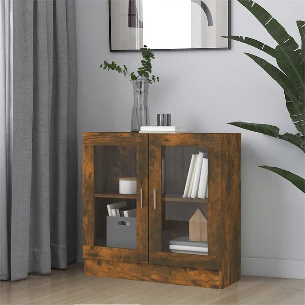 vidaXL Vitrineskap grå sonoma 82,5x30,5x80 cm konstruert tre