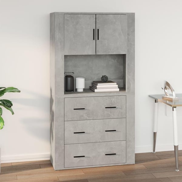 vidaXL Veggskap betonggrå 80x33x80 cm konstruert tre