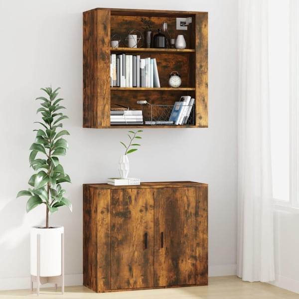 vidaXL Veggskap røkt eik 80x33x80 cm konstruert tre