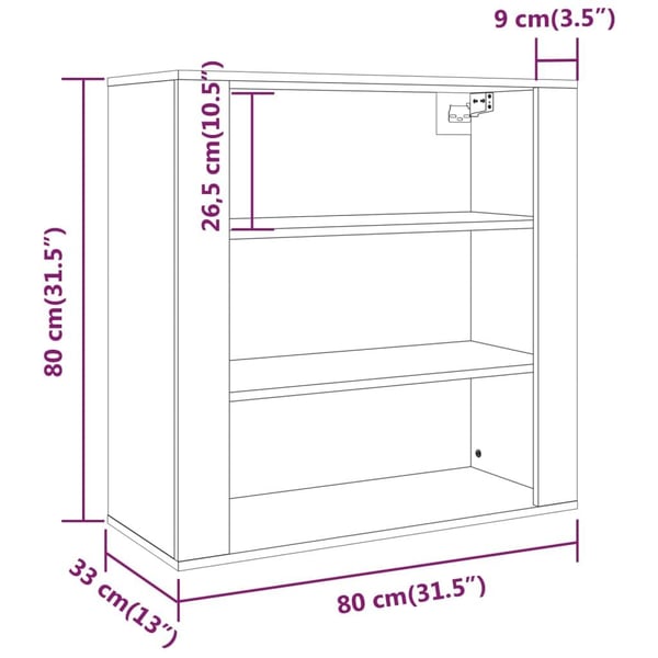 vidaXL Veggskap betonggrå 80x33x80 cm konstruert tre