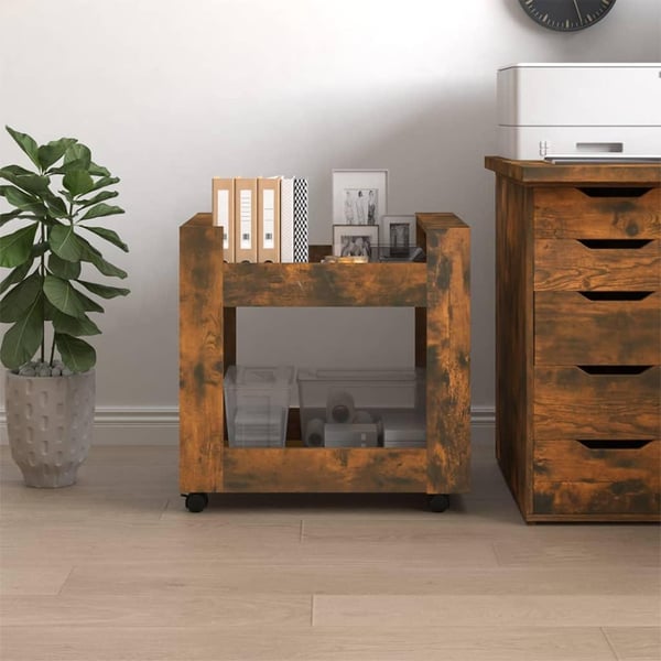 vidaXL kontorvogn 60x45x60 cm konstrueret træ røget egetræsfarve