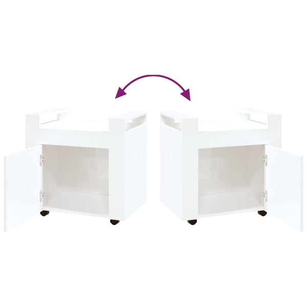 vidaXL Tralle til skrivebord høyglans hvit 60x45x60 cm konstruert tre