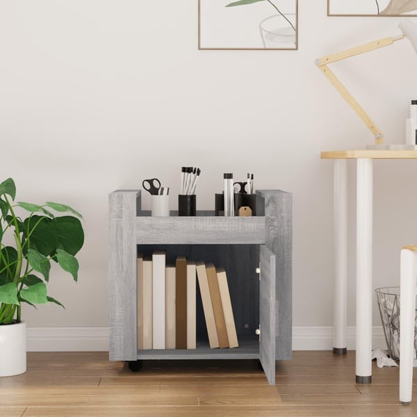 vidaXL Tralle til skrivebord grå eik 60x45x60 cm konstruert tre