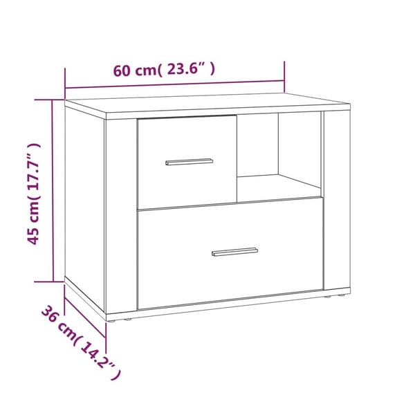 vidaXL Nattbord betonggrå 60x36x45 cm konstruert tre