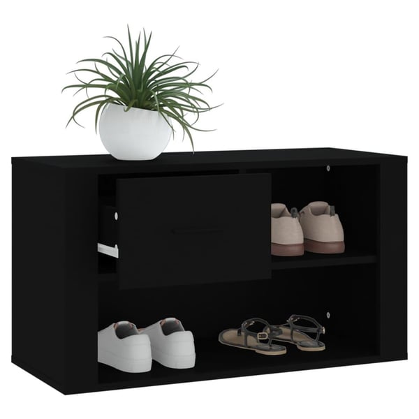 vidaXL Skoskap svart 80x35x45 cm konstruert tre