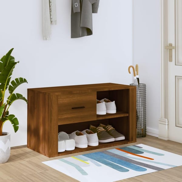 vidaXL skoskab 80x35x45 cm konstrueret træ brun egetræ