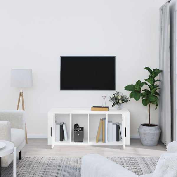 vidaXL TV-benk hvit 100x35x40 cm konstruert tre