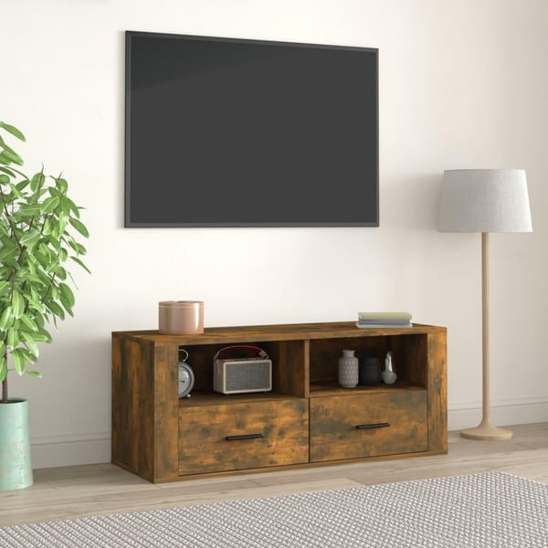 vidaXL TV-benk røkt eik 100x35x40 cm konstruert tre