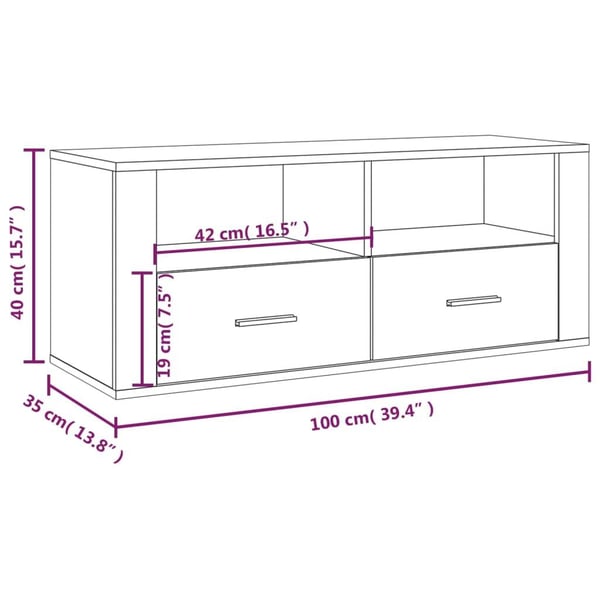 vidaXL TV-benk betonggrå 100x35x40 cm konstruert tre