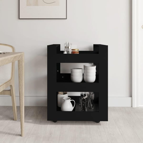 vidaXL køkkenvogn 60x45x80 cm konstrueret træ sort