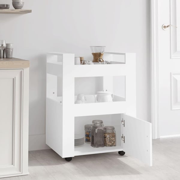 vidaXL Kjøkkentralle hvit 60x45x80 cm konstruert tre