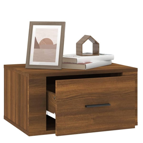 vidaXL Veggmonterte nattbord 2 stk brun eik 50x36x25 cm