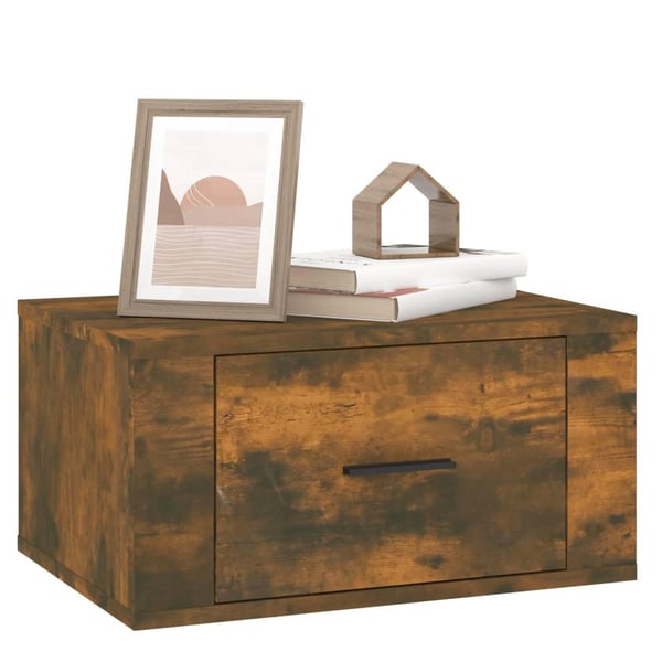 vidaXL væghængt sengebord 50x36x25 cm røget egetræsfarve