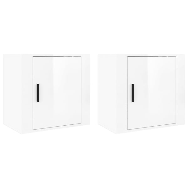 vidaXL Veggmonterte nattbord 2 stk høyglans hvit 50x30x47 cm