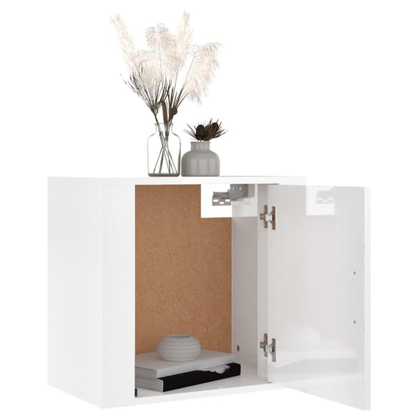 vidaXL Veggmonterte nattbord 2 stk høyglans hvit 50x30x47 cm