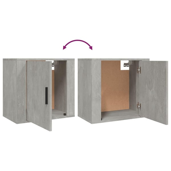 vidaXL Veggmonterte nattbord 2 stk betonggrå 50x30x47 cm