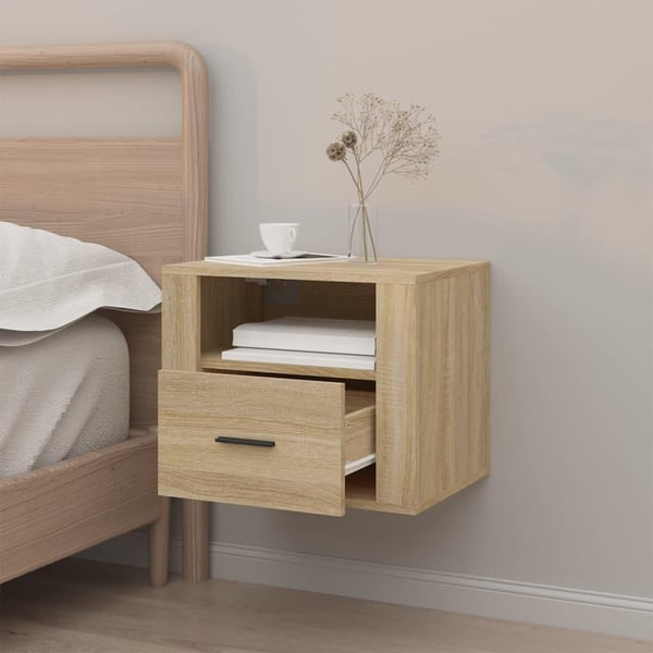 vidaXL væghængt sengebord 50x36x40 cm Sonoma-eg