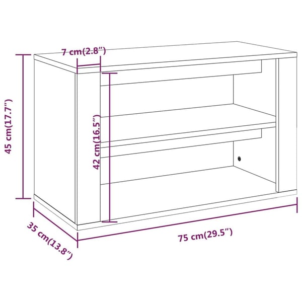vidaXL Skohylle sonoma eik 75x35x45 cm konstruert tre