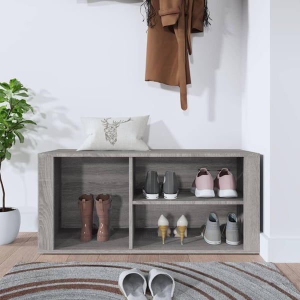 vidaXL Kenkäkaappi harmaa Sonoma 100x35x45 cm tekninen puu