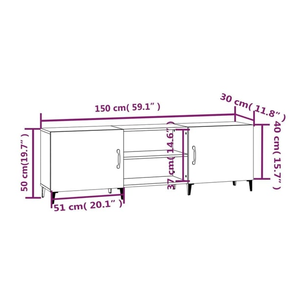 vidaXL TV-benk grå sonoma 150x30x50 cm konstruert tre