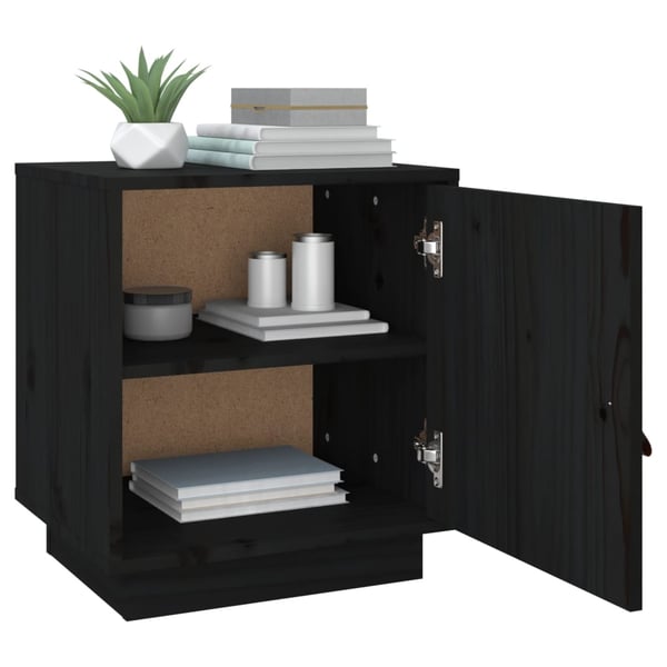 vidaXL Nattbord 2 stk svart 40x34x45 cm heltre furu
