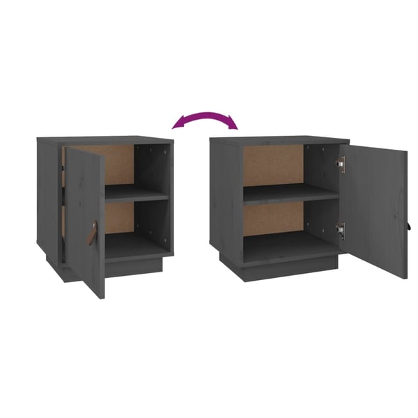 vidaXL Nattbord 2 stk grå 40x34x45 cm heltre furu