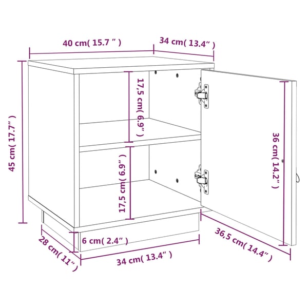 vidaXL Nattbord 2 stk honningbrun 40x34x45 cm heltre furu