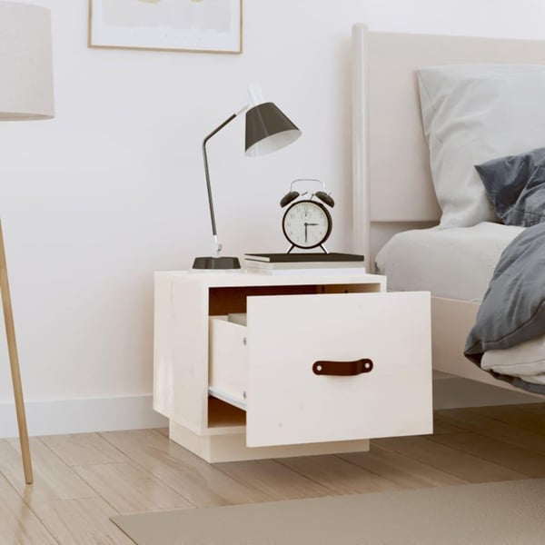 vidaXL Nattbord hvit 40x34x35 cm heltre furu