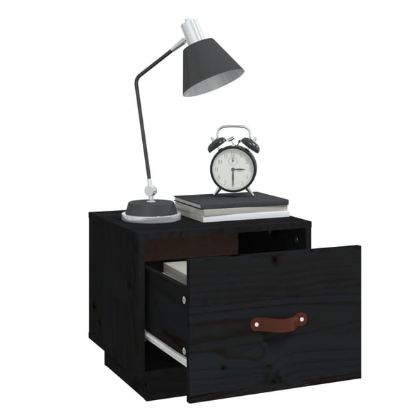 vidaXL sengeborde 2 stk. 40x34x35 cm massivt fyrretræ sort