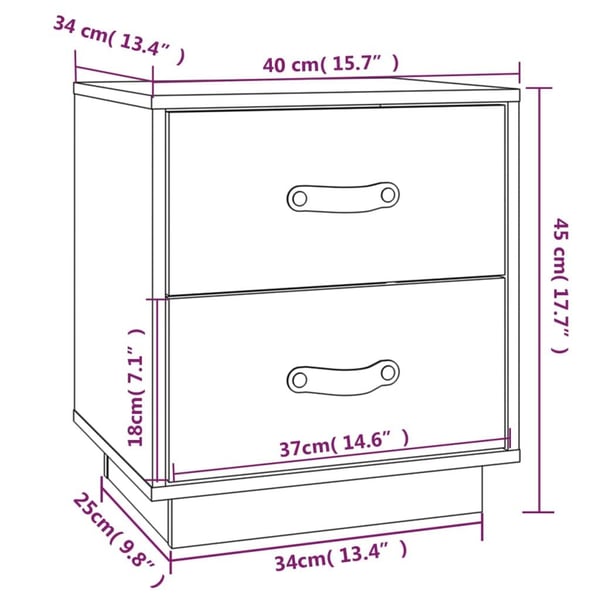 vidaXL Nattbord 2 stk grå 40x34x45 cm heltre furu