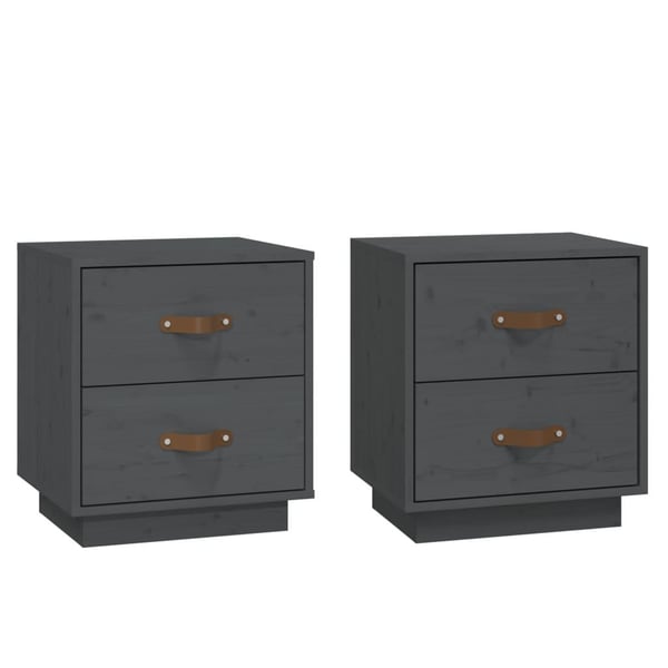 vidaXL Yöpöydät 2 kpl harmaa 40x34x45 cm täysi mänty