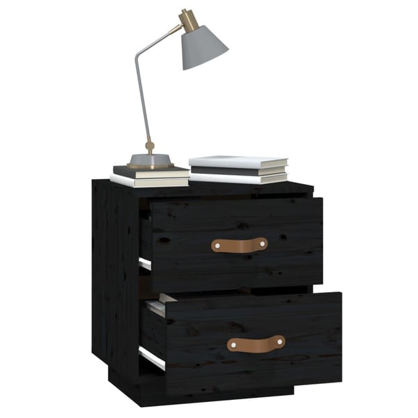vidaXL Nattbord svart 40x34x45 heltre furu