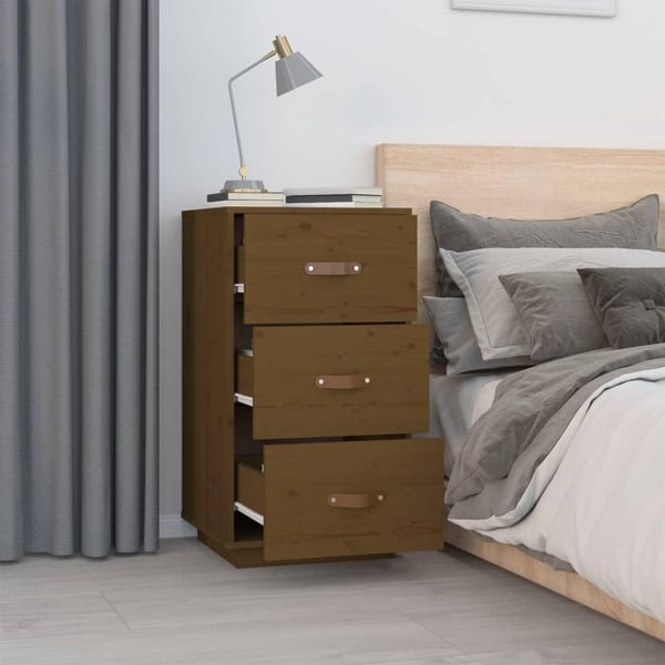 vidaXL Nattbord 2 stk honningbrun 40x40x75 cm heltre furu
