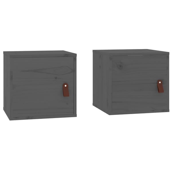 vidaXL vægskabe 2 stk. 31,5x30x30 cm massivt fyrretræ grå