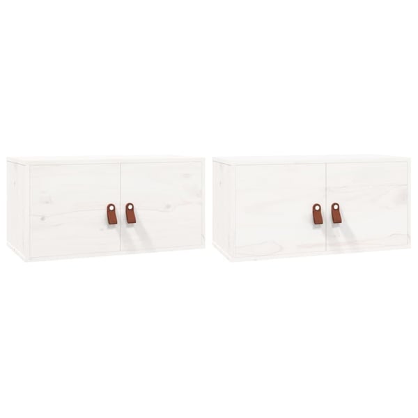 vidaXL vægskabe 2 stk. 60x30x30 cm massivt fyrretræ hvid