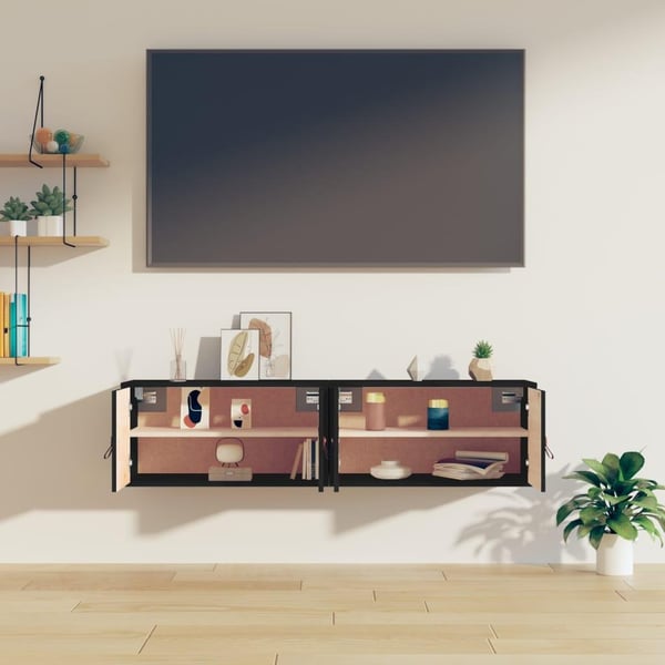 vidaXL Seinäkaapit 2 kpl musta 60x30x30 cm täysi mänty