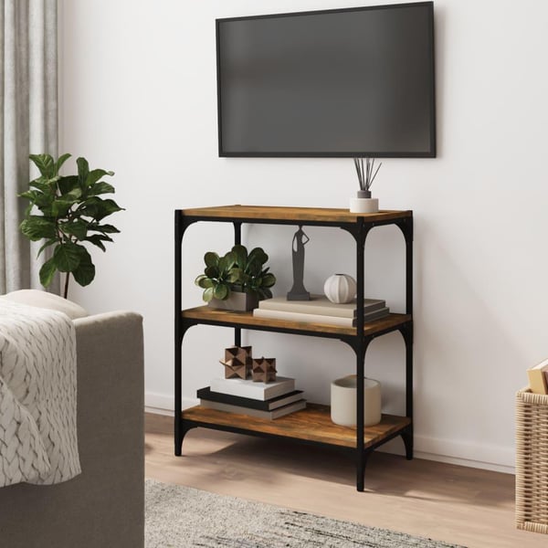 vidaXL Bokhylla rökfärgad ek 60x33x70,5 cm konstruerat trä och stål