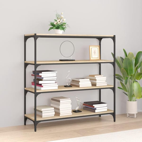 vidaXL bogreol 100x33x100 cm konstrueret træ og stål sonoma-eg