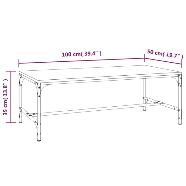 vidaXL Salongbord røkt eik 100x50x35 cm konstruert tre