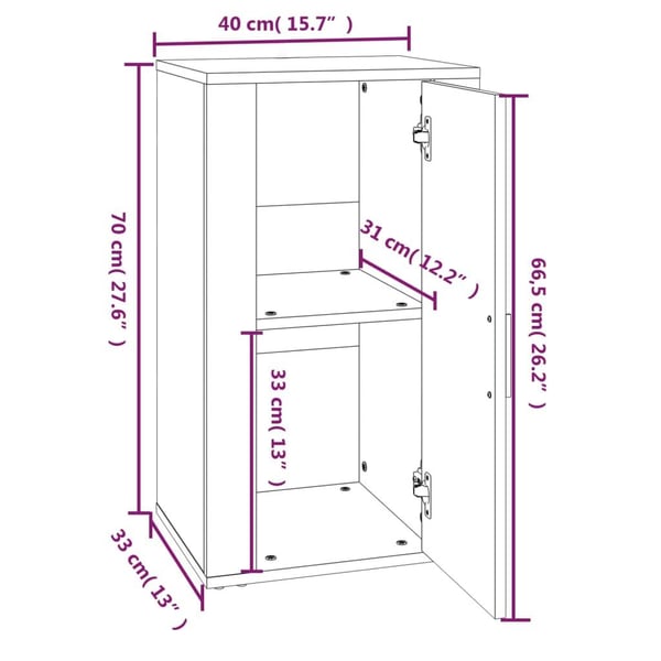vidaXL Skjenk betonggrå 40x33x70 cm konstruert tre