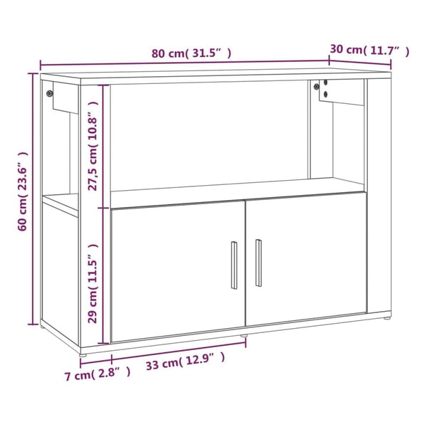 vidaXL Skjenk betonggrå 80x30x60 cm konstruert tre
