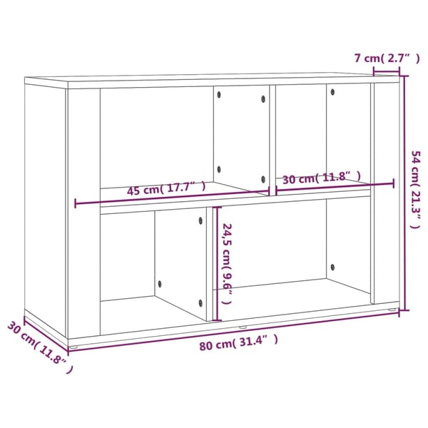 vidaXL Skjenk røkt eik 80x30x54 cm konstruert tre